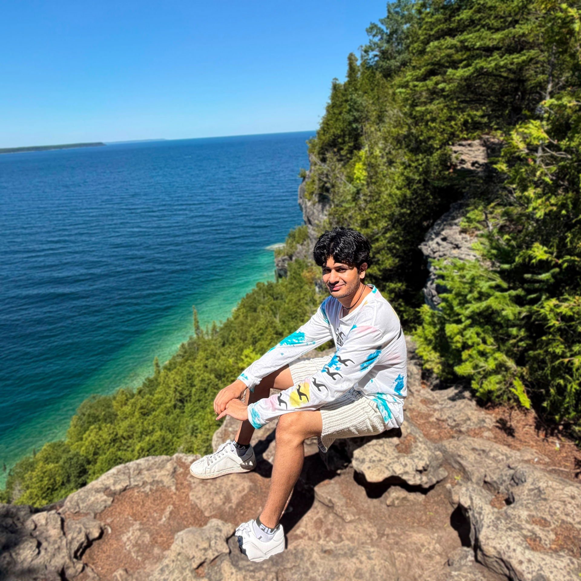Tarang Patel overlooking the water